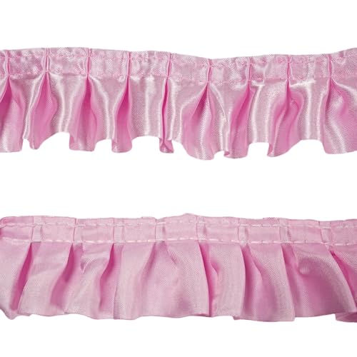 10 Yards Satin Rüschenbesatz Stoffbesätze,Plissierter Besatz Chiffon Stoff Bänder für Nähen Herstellung von Kunsthandwerk Kleid Vorhang Hochzeit Kostüm Kopfkissenbezug Versorgung (Rosa) von Kehuadiy