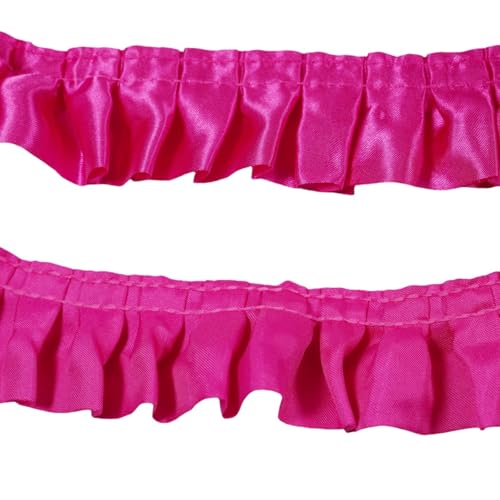 10 Yards Satin Rüschenbesatz Stoffbesätze,Plissierter Besatz Chiffon Stoff Bänder für Nähen Herstellung von Kunsthandwerk Kleid Vorhang Hochzeit Kostüm Kopfkissenbezug Versorgung (Rosenrot) von Kehuadiy