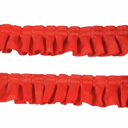 10 Yards Satin Rüschenbesatz Stoffbesätze,Plissierter Besatz Chiffon Stoff Bänder für Nähen Herstellung von Kunsthandwerk Kleid Vorhang Hochzeit Kostüm Kopfkissenbezug Versorgung (Rot) von Kehuadiy