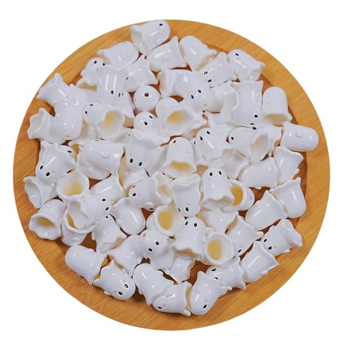 40 Stück Cute Ghost Shaped Perlen, weiße Acryl Halloween Perlen für Schlüsselanhänger Stifte Lanyards Armband Halskette Schmuck 40 Stück Cute Ghost Shaped Perlen, weiße Acryl Halloween Perlen für Schlüsselanhänger Stifte Lanyards Armband Halskette Schmuck von Kehuadiy