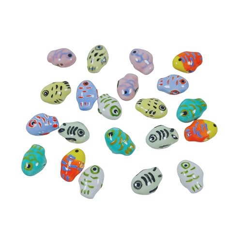 Kehuadiy 21 Stück niedliche bunte Keramik-Fischperlen, 7 Farben, Porzellan-Fisch-Abstandshalter, Ozean-Tierperlen für Schmuckherstellung, DIY, Handwerk, Halskette, Armband von Kehuadiy