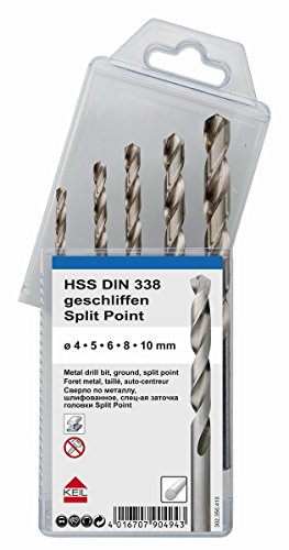 Keil Metal-Bohrer HSS DIN 338, geschliffen, Split Point, verschiedene Durchmesser, 4,0/5,0/6,0/8,0/10,0mm von Keil