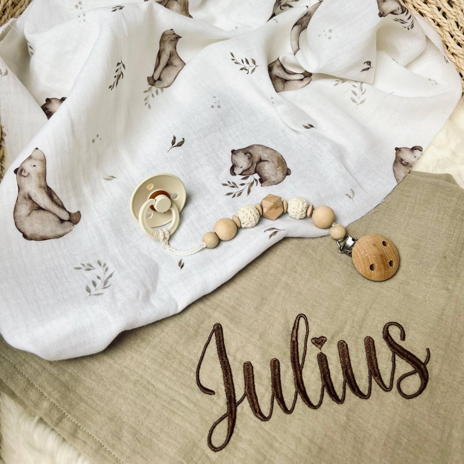 2Er Set Musselintuch Baby - Geschenkset Zur Geburt Spucktuch Personalisiert Mulltuch Bären Teddybär 2Er Set Musselintuch Baby - Geschenkset Zur Geburt Spucktuch Personalisiert Mulltuch Bären Teddybär von Kejki