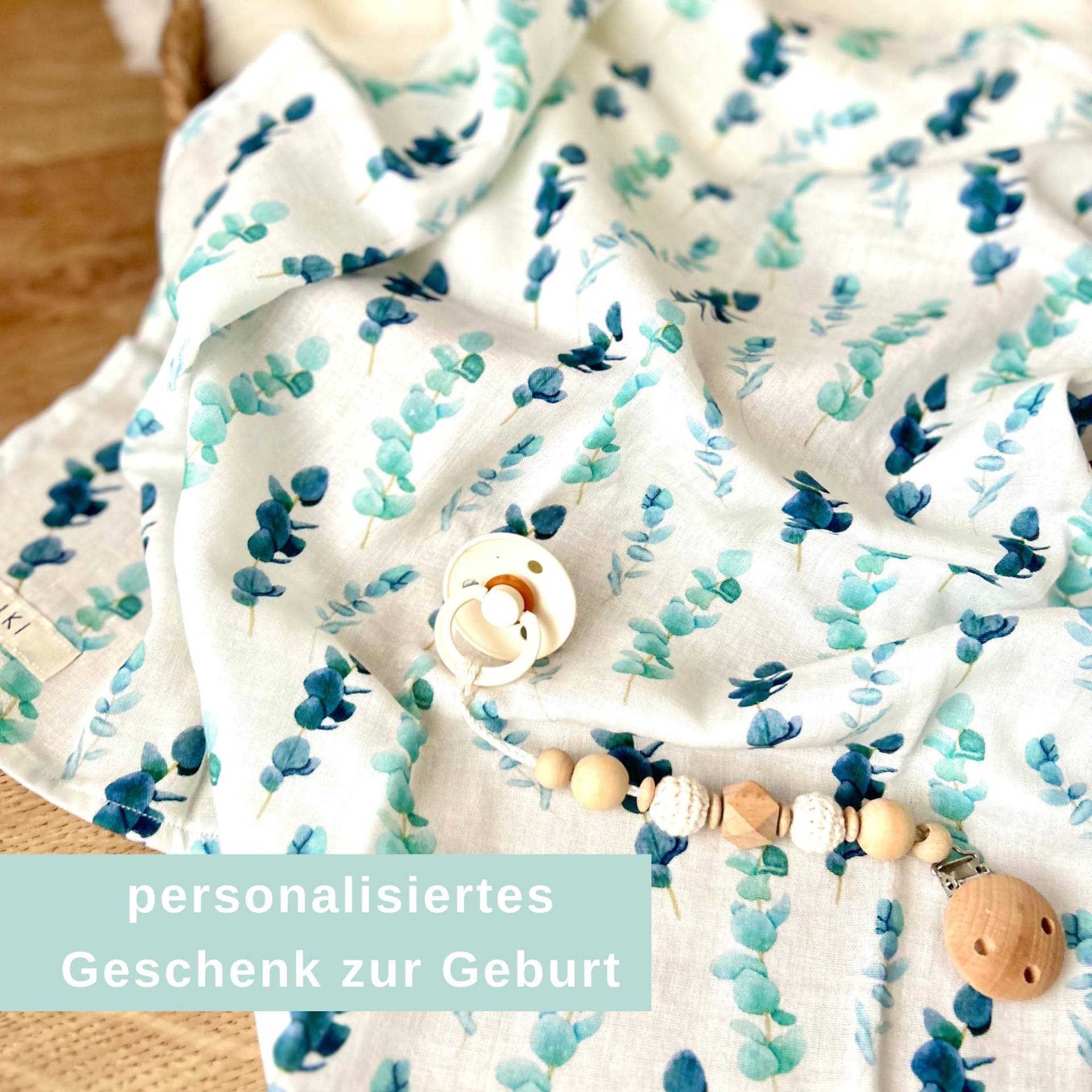 Musselintuch Baby - Geschenk Zur Geburt Spucktuch Personalisiert Mulltuch Eukalyptus Blätter Grün Mint Musselintuch Baby - Geschenk Zur Geburt Spucktuch Personalisiert Mulltuch Eukalyptus Blätter Grün Mint von Kejki