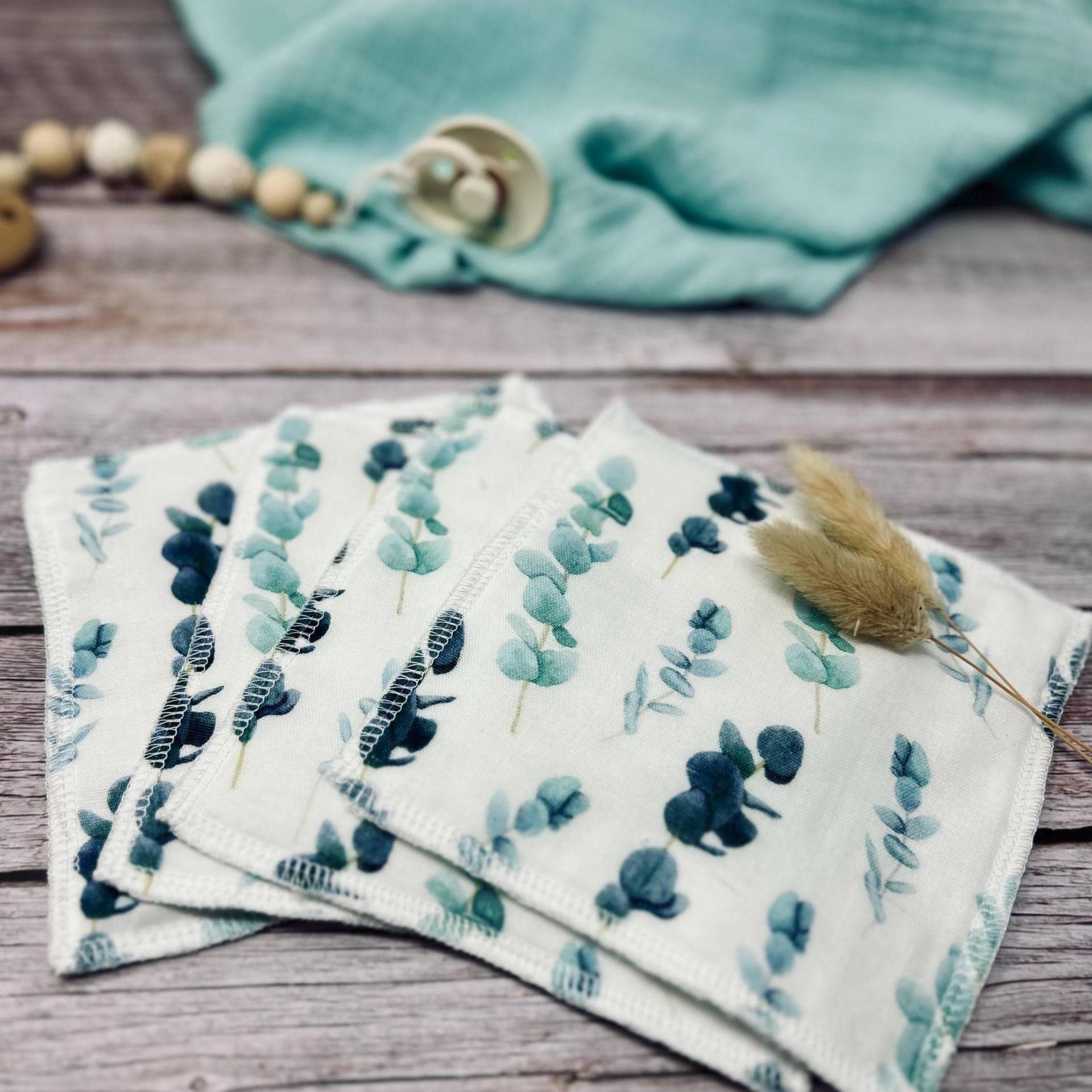 Waschlappen Set - Feuchttücher Musselin Frottee Baby Geschenk Zur Geburt Oder Babyparty-Eukalyptus Blätter Salbei Mint Waschlappen Set - Feuchttücher Musselin Frottee Baby Geschenk Zur Geburt Oder Babyparty-Eukalyptus Blätter Salbei Mint von Kejki