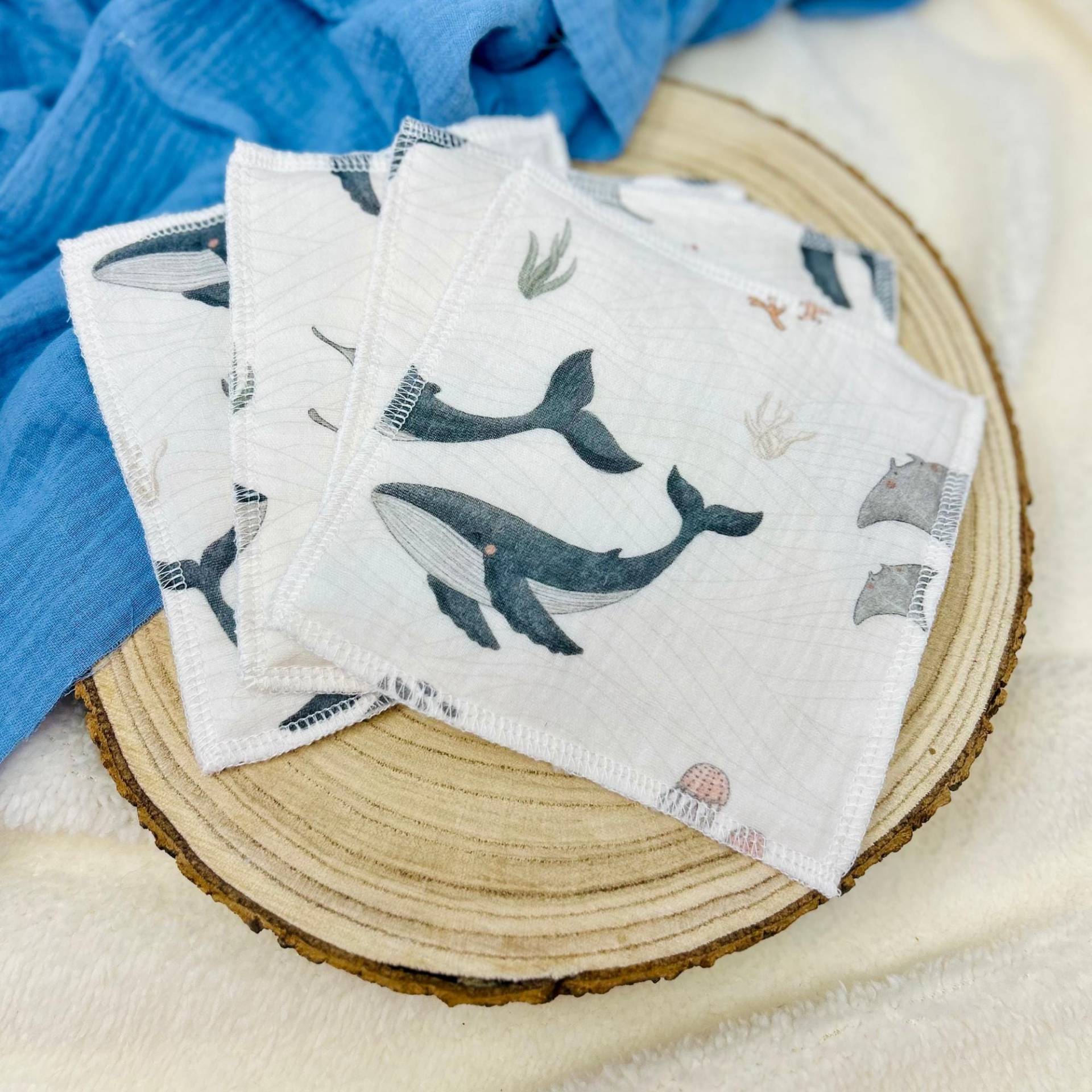 Waschlappen Set - Feuchttücher Musselin Frottee Baby Geschenk Zur Geburt Oder Babyparty- Wale Meerestiere Unterwasserwelt Waschlappen Set - Feuchttücher Musselin Frottee Baby Geschenk Zur Geburt Oder Babyparty- Wale Meerestiere Unterwasserwelt von Kejki