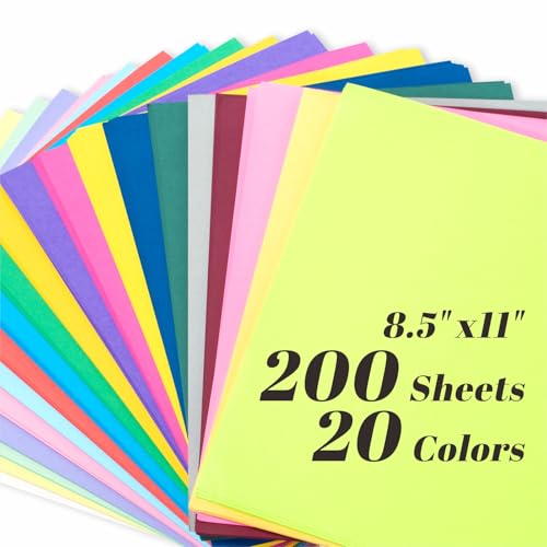 200 Blatt farbiger Karton, 20 verschiedene Farben, 29,5 kg/180 g/m², 21,6 x 27,9 cm, buntes Kartonpapier für Cricut, Bastelarbeiten, Bürodruck, Party-Dekoration 200 Blatt farbiger Karton, 20 verschiedene Farben, 29,5 kg/180 g/m², 21,6 x 27,9 cm, buntes Kartonpapier für Cricut, Bastelarbeiten, Bürodruck, Party-Dekoration von Keketer