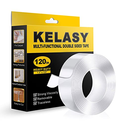 Doppelseitiges Klebeband Extra Stark, Extra Starkes Klebriges Doppelseitiges Montageband,Klares Selbstklebendes Poster Wandband Zur Dekoration-3 Meter von Kelasy