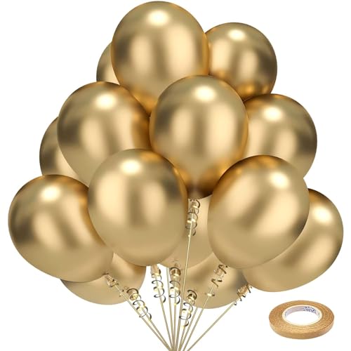 100 Stück Luftballons Gold Geburtstagsdeko Ballons Metallic - Kelfara Goldene Helium Ballons 12 Zoll 30cm Latex Partyballon Deko für Geburtstag Hochzeit Babyparty Singles-Partys Luftballon Girlande von Kelfara