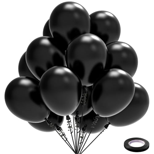 100 Stück Luftballons Schwarz Schwarze Ballons Geburtstagsdeko - Kelfara 12 Zoll 30cm Helium Ballons Latex Party-Dekoration für Jubiläen Verlobungspartys Hochzeiten Baby Shower Luftballon Girlande von Kelfara