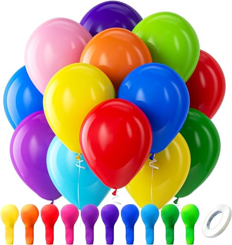 Luftballons Bunt Regenbogen Bunte Ballons - Kelfara 100 Stück 12 Zoll 10 Farben Luftballons Bunt Geburtstag Helium Latex Partyballon Deko für Kinder Geburtstagsdeko Babyshower Summer Party von Kelfara