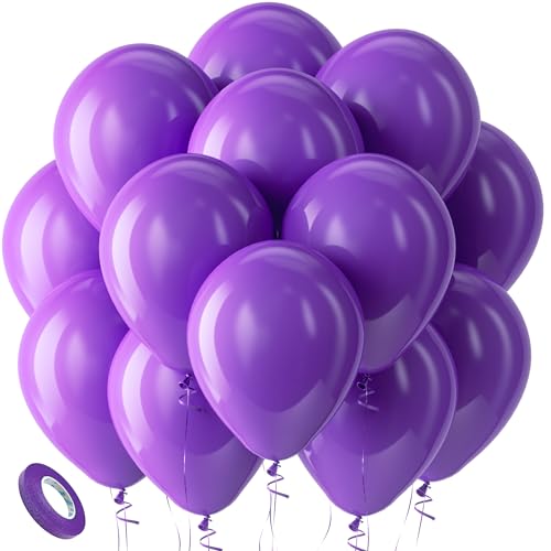 Luftballons Lila Matt Ballons Geburtstag - Kelfara 100 Stück 12 Zoll Lila Luftballons Helium Latex Partyballon Deko für Kinder Geburtstagsdeko Hochzeit Halloween Babyparty Luftballon Girlande von Kelfara