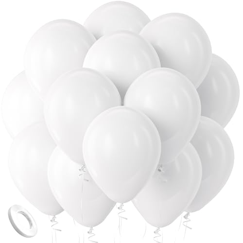 Luftballons Weiß Weiße Ballons Latex - Kelfara 100 Stück 12 Zoll Weisse Luftballon Matt Helium Luftballons Hochzeit Weiss Partyballon Deko für Geburtstag Hochzeit Babyparty Valentinstag von Kelfara