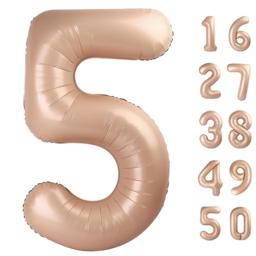 101,6 cm Karamellballon Zahl 5 Ballon Jumbo Mylar Folie Helium Ballon für 15 25 35 50 Big Giant Jumbo Riesige Folien-Mylar-Ballons 55. 65. Geburtstag Ballons Männer Frauen Party Dekorationen von Kelfuoya