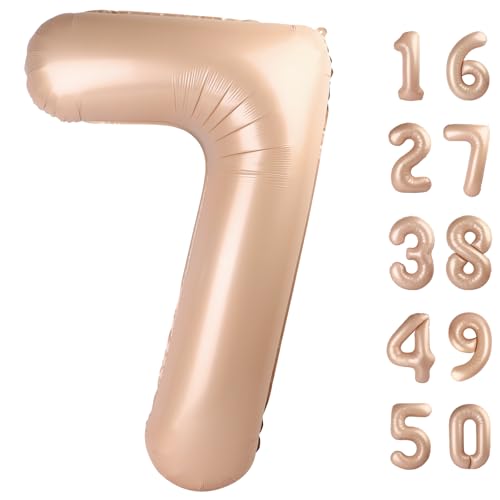 101,6 cm Karamellballon Zahl 7 Erster Geburtstag Jumbo Mylar Folie Helium Ballon für 17 27 37 Geburtstag Digital für 70 Party Hochzeitstag Party Dekorationen von Kelfuoya