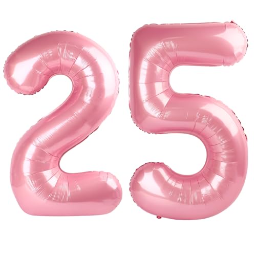 101,6 cm Perlglanz-Rosa Ballon Zahl 25 Zahl 25 Ballon 101,6 cm 25. Geburtstag Party Dekorationen für Jungen oder Mädchen Riesiges Mylar Jubiläum Party Supplies von Kelfuoya
