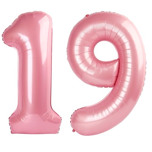 101,6 cm Perlglanz-Rosa Zahl 19 Ballon Zahl 19 Ballon 101,6 cm 19. Geburtstag Party Dekorationen für Jungen oder Mädchen Riesige Mylar-Jubiläums-Partyzubehör 101,6 cm Perlglanz-Rosa Zahl 19 Ballon Zahl 19 Ballon 101,6 cm 19. Geburtstag Party Dekorationen für Jungen oder Mädchen Riesige Mylar-Jubiläums-Partyzubehör von Kelfuoya
