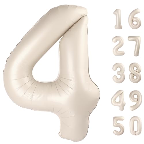101,6 cm große, milchweiße 4 Ballon-Zahlen, große Folienballons, riesige Heliumballons zum 14. 24. Geburtstag, Party-Dekorationen für Männer und Frauen, riesige Mylar-Jubiläums-Partyzubehör 101,6 cm große, milchweiße 4 Ballon-Zahlen, große Folienballons, riesige Heliumballons zum 14. 24. Geburtstag, Party-Dekorationen für Männer und Frauen, riesige Mylar-Jubiläums-Partyzubehör von Kelfuoya