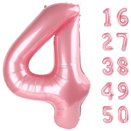 101,6 cm große Perlglanz-Rosa, 4 Ballon-Zahlen, große Folienballons, riesige Heliumballons zum 14. 24. Geburtstag, Party-Dekorationen für Männer und Frauen, riesige Mylar-Jubiläums-Partyzubehör 101,6 cm große Perlglanz-Rosa, 4 Ballon-Zahlen, große Folienballons, riesige Heliumballons zum 14. 24. Geburtstag, Party-Dekorationen für Männer und Frauen, riesige Mylar-Jubiläums-Partyzubehör von Kelfuoya