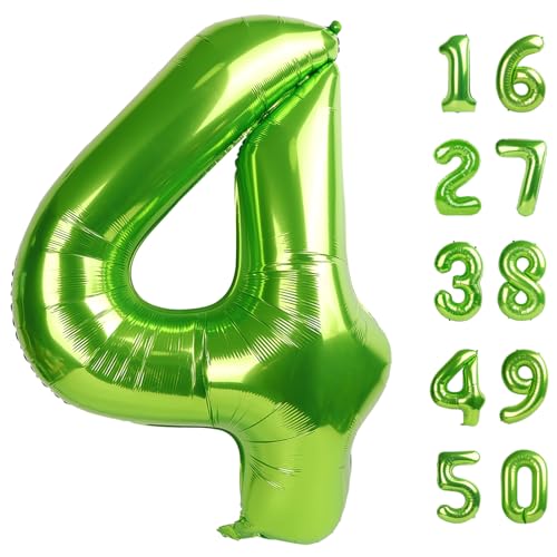 101,6 cm große hellgrüne 4 Ballon-Zahlenballons aus Folie, riesige Heliumballons zum 14. 24. Geburtstag, Party-Dekorationen für Männer und Frauen, riesige Mylar-Jubiläums-Partyzubehör von Kelfuoya
