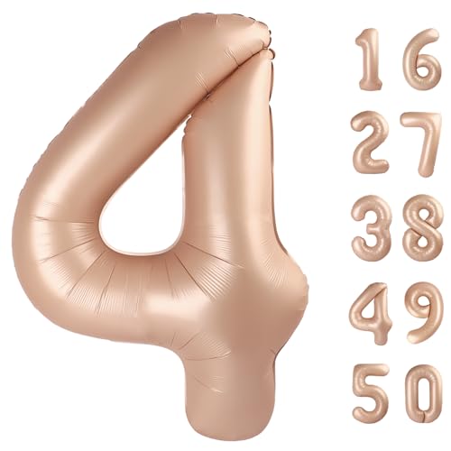 101,6 cm große karamellfarbene 4 Luftballonzahlen große Folienballons Riesen Helium Happy 14th 24th Birthday Party Dekorationen für Mann und Frau Riesige Mylar Jubiläum Party Supplies von Kelfuoya