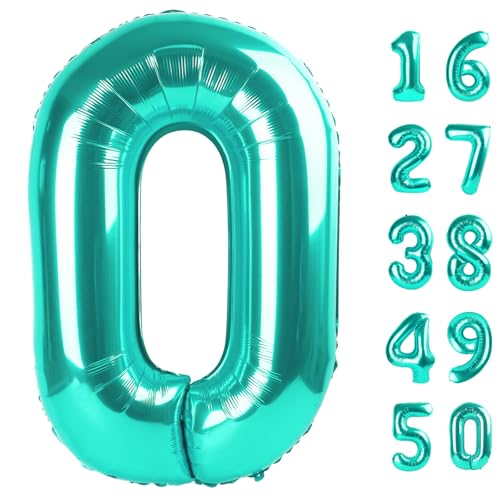 101,6 cm großer, blaugrüner Ballon mit Zahl 0, Jumbo-Mylar-Folie, Heliumballon für 10, 20, 30, 40, 50, 60, 70, 80, 90, 100, 2025, Geburtstag, digitale Luftballons für Geburtstagsparty, Hochzeitstag 101,6 cm großer, blaugrüner Ballon mit Zahl 0, Jumbo-Mylar-Folie, Heliumballon für 10, 20, 30, 40, 50, 60, 70, 80, 90, 100, 2025, Geburtstag, digitale Luftballons für Geburtstagsparty, Hochzeitstag von Kelfuoya