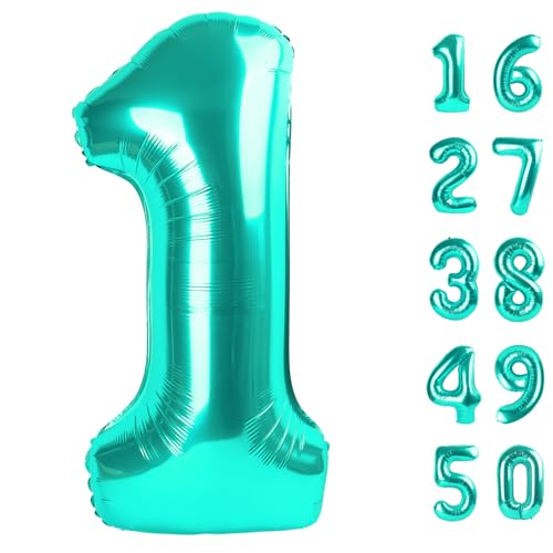 101,6 cm großer, blaugrüner Luftballon Zahl 1 Erster Geburtstag Jumbo Mylar Folie Helium Ballon für 10 21 31 Geburtstag Digital für Geburtstagsfeier Hochzeit Jahrestag Party Dekorationen 101,6 cm großer, blaugrüner Luftballon Zahl 1 Erster Geburtstag Jumbo Mylar Folie Helium Ballon für 10 21 31 Geburtstag Digital für Geburtstagsfeier Hochzeit Jahrestag Party Dekorationen von Kelfuoya