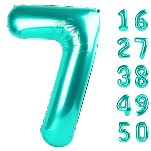 101,6 cm großer, blaugrüner Luftballon Zahl 7, 101,6 cm, Jumbo-Mylar-Folie, Heliumballon für 17, 27, 37, Geburtstag, digital, für 70. Party, Hochzeitstag, Party-Dekorationen 101,6 cm großer, blaugrüner Luftballon Zahl 7, 101,6 cm, Jumbo-Mylar-Folie, Heliumballon für 17, 27, 37, Geburtstag, digital, für 70. Party, Hochzeitstag, Party-Dekorationen von Kelfuoya