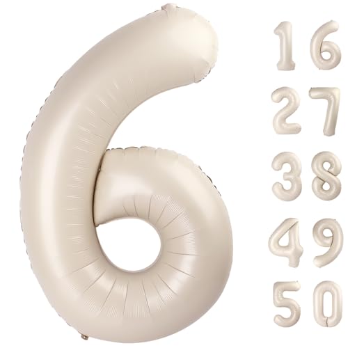 101,6 cm großer, milchweißer Luftballon mit Zahl 6, Mylar-Helium-Folie, großer digitaler Ballon, Geburtstagszahlen, Jumbo-Ballons, 16. oder 61. Jahrestag, Party-Dekorationen 101,6 cm großer, milchweißer Luftballon mit Zahl 6, Mylar-Helium-Folie, großer digitaler Ballon, Geburtstagszahlen, Jumbo-Ballons, 16. oder 61. Jahrestag, Party-Dekorationen von Kelfuoya