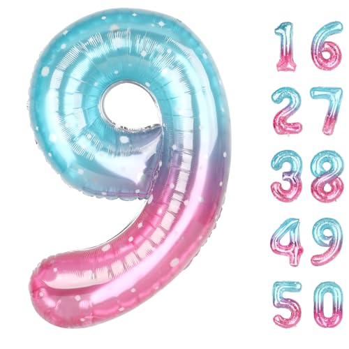 101,6 cm großer Sternenballon Zahl 9, Jumbo-Mylar-Folie, Heliumballon für 9, 19., 29., 39., 90., 99. Geburtstag, Hochzeit, Jahrestag, Party-Dekoration 101,6 cm großer Sternenballon Zahl 9, Jumbo-Mylar-Folie, Heliumballon für 9, 19., 29., 39., 90., 99. Geburtstag, Hochzeit, Jahrestag, Party-Dekoration von Kelfuoya