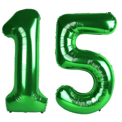 101,6 cm großer digitaler Ballon mit Zahl 15, Jumbo-Mylar-Folie, Heliumballon für 15 Luftballons für Geburtstagsparty, Hochzeitstag, Party-Dekorationen von Kelfuoya
