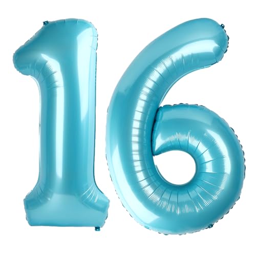 101,6 cm großer digitaler Ballon mit Zahl 16, Jumbo-Mylar-Folie, Heliumballon für 16 Luftballons, für Geburtstagsparty, Hochzeitstag, Party-Dekorationen von Kelfuoya