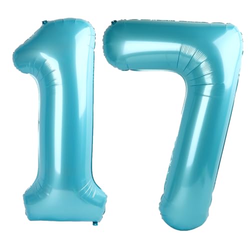 101,6 cm großer digitaler Ballon mit Zahl 17, Jumbo-Mylar-Folie, Heliumballon für 17 Luftballons, für Geburtstagsparty, Hochzeitstag, Party-Dekorationen von Kelfuoya