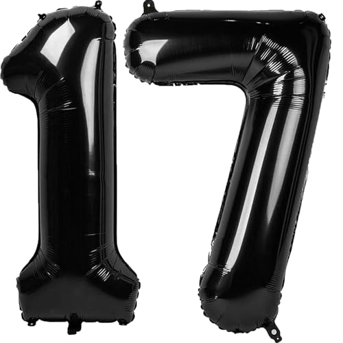 101,6 cm großer digitaler Ballon mit Zahl 17, Jumbo-Mylar-Folie, Heliumballon für 17 Luftballons für Geburtstagsparty, Hochzeitstag, Party-Dekorationen von Kelfuoya