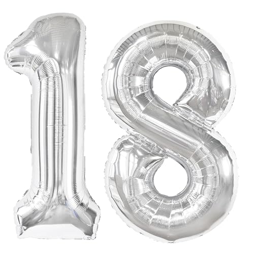 101,6 cm großer digitaler Ballon mit Zahl 18, Jumbo-Mylar-Folie, Heliumballon für 18 Luftballons für Geburtstagsparty, Hochzeitstag, Party-Dekorationen 101,6 cm großer digitaler Ballon mit Zahl 18, Jumbo-Mylar-Folie, Heliumballon für 18 Luftballons für Geburtstagsparty, Hochzeitstag, Party-Dekorationen von Kelfuoya