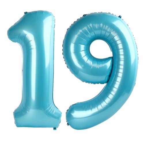 101,6 cm großer digitaler Ballon mit Zahl 19, Jumbo-Mylar-Folie, Heliumballon für 19 Luftballons für Geburtstagsparty, Hochzeitstag, Party-Dekorationen von Kelfuoya
