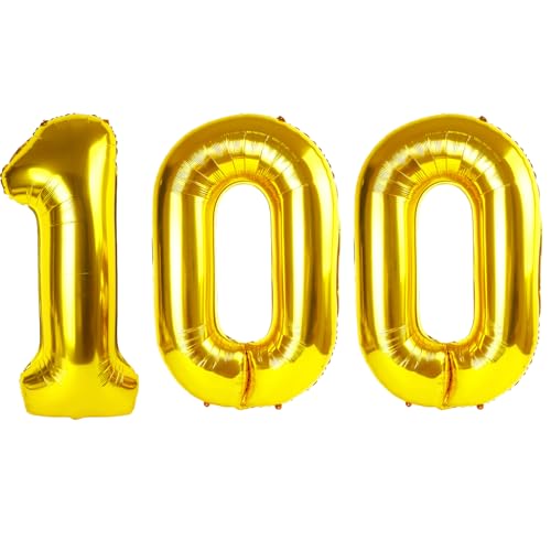 101,6 cm großer goldener Ballon mit Zahl 100, Jumbo-Mylar-Folie, Heliumballon für 100 Geburtstage, Geburtstagspartys, Hochzeitstage, Party-Dekorationen 101,6 cm großer goldener Ballon mit Zahl 100, Jumbo-Mylar-Folie, Heliumballon für 100 Geburtstage, Geburtstagspartys, Hochzeitstage, Party-Dekorationen von Kelfuoya
