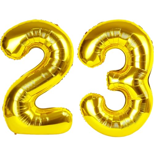 101,6 cm großer goldener Ballon mit Zahl 23, Jumbo-Mylar-Folie, Helium-Ballon für 23 Geburtstag, Geburtstag, Hochzeit, Jahrestag, Party-Dekorationen von Kelfuoya