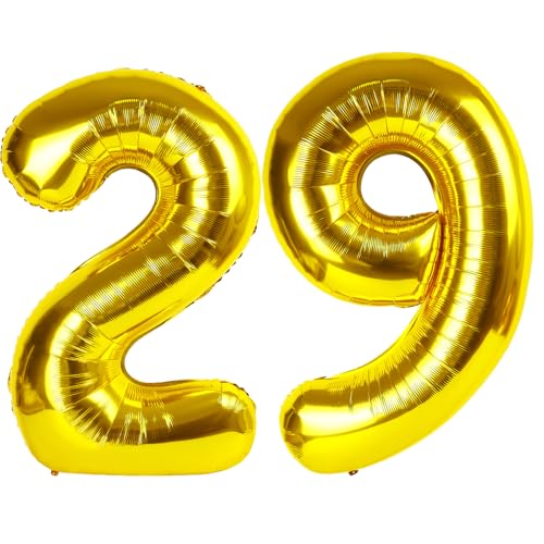 101,6 cm großer goldener Ballon mit Zahl 29, Jumbo-Mylar-Folie, Heliumballon für 29 Geburtstage, digitale Luftballons für Geburtstagsparty, Hochzeitstag, Party-Dekorationen von Kelfuoya