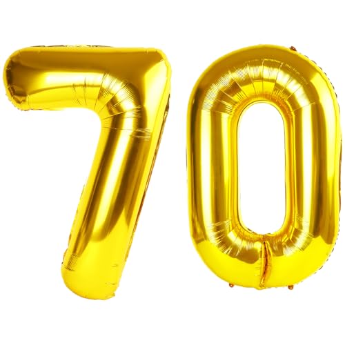 101,6 cm großer goldener Ballon mit Zahl 70, Jumbo-Mylar-Folie, Helium-Ballon für 70 Geburtstag, Geburtstag, Hochzeit, Jahrestag, Party-Dekorationen von Kelfuoya