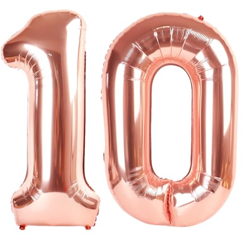 101,6 cm großer rotgoldener Ballon mit Zahl 10, Jumbo-Mylar-Folie, Heliumballon für 10 digitale Ballons für Geburtstagsparty, Hochzeitstag, Party-Dekorationen 101,6 cm großer rotgoldener Ballon mit Zahl 10, Jumbo-Mylar-Folie, Heliumballon für 10 digitale Ballons für Geburtstagsparty, Hochzeitstag, Party-Dekorationen von Kelfuoya