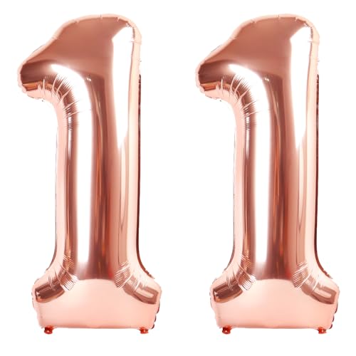 101,6 cm großer rotgoldener Ballon mit Zahl 11, Jumbo-Mylar-Folie, Heliumballon für 11 digitale Ballons für Geburtstagsparty, Hochzeitstag, Party-Dekorationen 101,6 cm großer rotgoldener Ballon mit Zahl 11, Jumbo-Mylar-Folie, Heliumballon für 11 digitale Ballons für Geburtstagsparty, Hochzeitstag, Party-Dekorationen von Kelfuoya