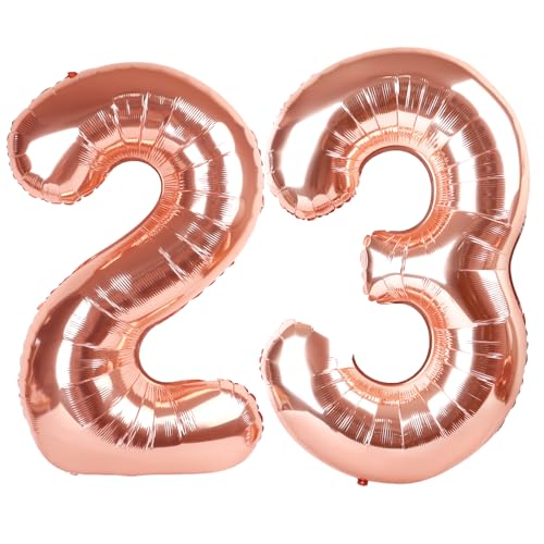 101,6 cm großer rotgoldener Ballon mit Zahl 23, Jumbo-Mylar-Folie, Heliumballon für 23 digitale Ballons für Geburtstagsparty, Hochzeitstag, Party-Dekorationen 101,6 cm großer rotgoldener Ballon mit Zahl 23, Jumbo-Mylar-Folie, Heliumballon für 23 digitale Ballons für Geburtstagsparty, Hochzeitstag, Party-Dekorationen von Kelfuoya