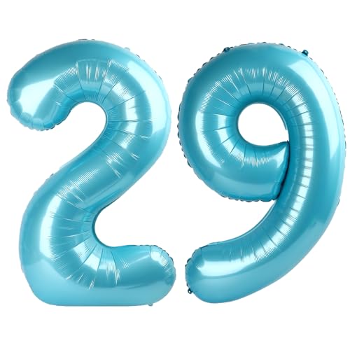 101,6 cm hellblauer digitaler Ballon mit Zahl 29, Jumbo-Mylar-Folie, Heliumballon für 29 Luftballons, für Geburtstagsparty, Hochzeitstag, Party-Dekorationen von Kelfuoya