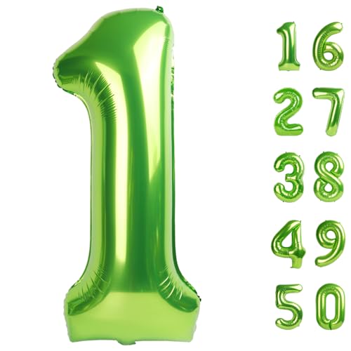 101,6 cm hellgrüner Ballon Nummer 1 Erster Geburtstag Jumbo Mylar Folie Helium Ballon für 10 21 31 Geburtstag Digital für Geburtstagsfeier Hochzeit Jahrestag Party Dekorationen von Kelfuoya