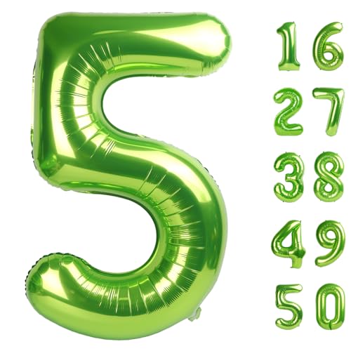 101,6 cm hellgrüner Ballon Zahl 5 Ballon Jumbo Mylarfolie Heliumballon für 15 25 35 50 Big Giant Jumbo Riesige Folien-Mylar-Ballons 55. 65. Geburtstag Ballons Männer Frauen Party Dekorationen von Kelfuoya