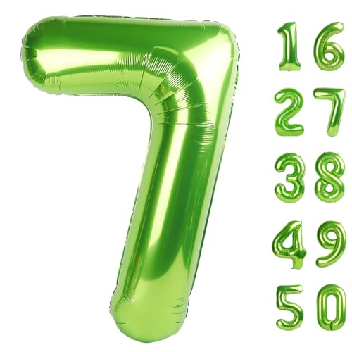 101,6 cm hellgrüner Ballon Zahl 7 Erster Geburtstag Jumbo Mylar Folie Helium Ballon für 17 27 37 Geburtstag Digital für 70 Party Hochzeit Jahrestag Party Dekorationen von Kelfuoya
