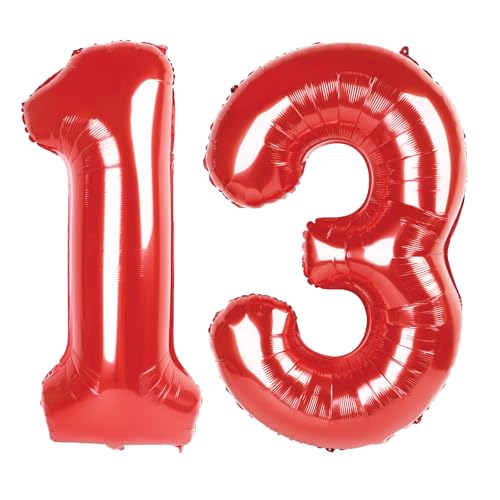 101,6 cm roter digitaler Ballon mit Zahl 13, Jumbo-Mylar-Folie, Heliumballon für 13 Luftballons für Geburtstagsparty, Hochzeitstag, Party-Dekorationen 101,6 cm roter digitaler Ballon mit Zahl 13, Jumbo-Mylar-Folie, Heliumballon für 13 Luftballons für Geburtstagsparty, Hochzeitstag, Party-Dekorationen von Kelfuoya