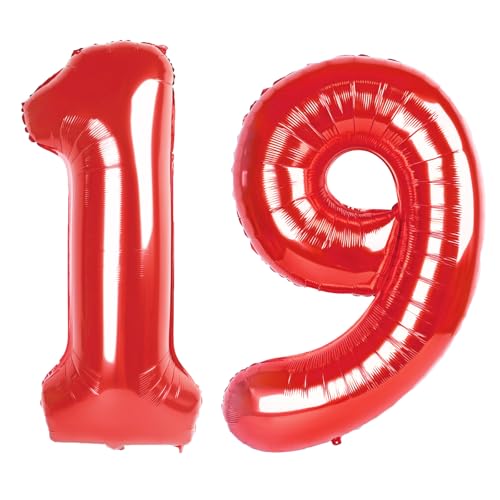 101,6 cm roter digitaler Ballon mit Zahl 19, Jumbo-Mylar-Folie, Heliumballon für 19 Luftballons für Geburtstagsparty, Hochzeitstag, Party-Dekorationen 101,6 cm roter digitaler Ballon mit Zahl 19, Jumbo-Mylar-Folie, Heliumballon für 19 Luftballons für Geburtstagsparty, Hochzeitstag, Party-Dekorationen von Kelfuoya