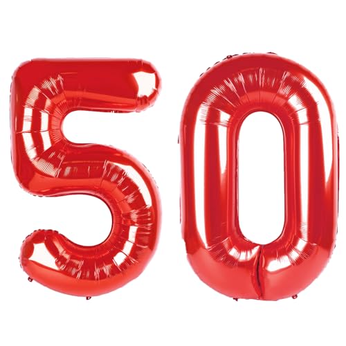 101,6 cm roter digitaler Ballon mit Zahl 50, Jumbo-Mylar-Folie, Heliumballon für 50 Luftballons für Geburtstagsparty, Hochzeitstag, Party-Dekorationen 101,6 cm roter digitaler Ballon mit Zahl 50, Jumbo-Mylar-Folie, Heliumballon für 50 Luftballons für Geburtstagsparty, Hochzeitstag, Party-Dekorationen von Kelfuoya